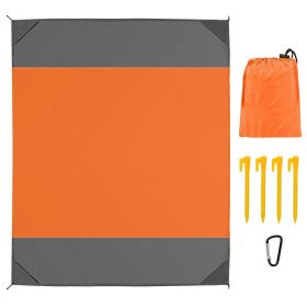 Sand Proof Water Resistant Picnic Blanket w/ 4 Anchors and Carry Bag (Color: Orange, size: medium)