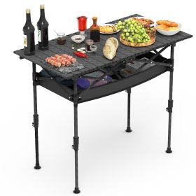 Portable Folding Camping Table With Adjustable Height Rustproof Carbon Steel Foldable Roll-Up Camping Table (Type: M Size-With Net)