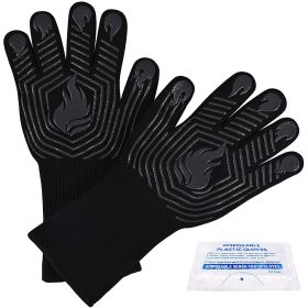 BBQ Gloves, 1472°F Heat Resistant Fireproof Mitts, Silicone Non-Slip Washable Gloves (Color: AS PIC)