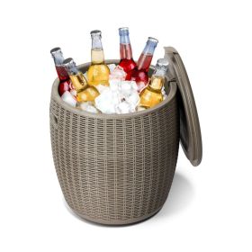 Rattan  4-in-1 Cool Bar Cocktail Table (Color: As pic show, Type: Outdoor Coolers)