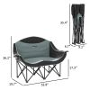 Padded Folding Double Camp Chair for Adults, with Armrests, Cup Holders, Carry Bag