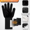 BBQ Gloves, 1472°F Heat Resistant Fireproof Mitts, Silicone Non-Slip Washable Gloves