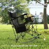 Portable Outdoor Folding Rocking Camping Chairs with Headrest, Cooler Bag, Cup Holder, Carry Bag, 2 Pack, Black