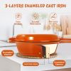 Enamel cast iron soup pot with handle