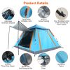 4-5 Person Pop-Up Camping Tent, Instant Setup Family Tent with 2 Mosquito Nets Windows