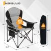 Oversized Heavy Duty Padded Camping Chair with Cup Holder Storage and Cooler Bag