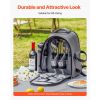 Picnic Backpack Bag for 2 Person with Insulated Cooler Compartment, Detachable Bottle/Wine Holder, Lightweight Blanket