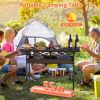 Portable Folding Camping Table With Adjustable Height Rustproof Carbon Steel Foldable Roll-Up Camping Table