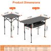 Portable Folding Camping Table With Adjustable Height Rustproof Carbon Steel Foldable Roll-Up Camping Table
