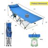 Folding Camping Cot with Side Storage Pocket and Detachable Headrest