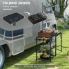 Folding Camp Kitchen, Camping Table Cooking Station, Adjustable Lamp Stand