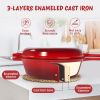 Enamel cast iron soup pot with handle
