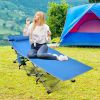 Folding Camping Cot with Side Storage Pocket and Detachable Headrest