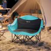 Folding Padded Double Camping Chair with Armrests, Cup Holders, Carry Bag