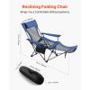 Reclining Camping Chair, 4 Adjustable Positions, Portable Folding Lounger for Adults, Mesh Beach Chair with Headrest & Foot Rest, Supports 220 lbs
