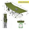 Folding Camping Cot with Side Storage Pocket and Detachable Headrest
